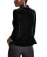 Women's Satin-Collar Velvet Peplum Top