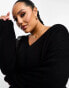 ONLY Curve v neck jumper in black