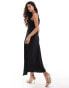 Mango sleeveless cinched side midi dress in black