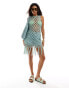 ASOS DESIGN knitted crochet open mini dress in blue