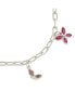 Silver-Tone or Gold-Tone Pink Cubic Zirconia Butterfly Charm Caria Anklet