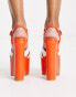 Daisy Street platform heeled sandals in orange