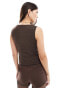 ASOS DESIGN slinky slash neck vest in chocolate brown