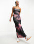 ASOS DESIGN strappy slinky maxi dress in purple tonal abstract print