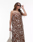 Topshop abstract floral print midi beach dress in chocolate