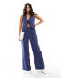 Kaiia tailored wide leg trousers co-ord in blue pinstripe