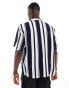 River Island revere shirt swim co-ord in navy stripe