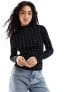 River Island heatseal roll neck top in black