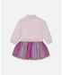 Big Girls Super Soft Sweatshirt Dress With Rainbow Tulle Skirt