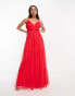 Anaya tulle maxi dress with tiered skirt in bright red