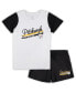 Женская пижама Concepts Sport womens White, Black Pittsburgh Steelers Plus Size Downfield T-shirt and Shorts Sleep Set