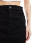 JDY high waisted denim maxi skirt in black