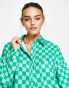 The Frolic corallia long sleeve shirt co-ord in green checkerboard print