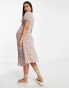 Wednesday's Girl Maternity button through midi tea dress in tonal pink zebra