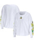 Women's White Oregon Ducks 3-Hit Cropped Long Sleeve T-shirt