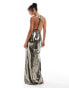 TFNC metallic multiway maxi dress in liquid gold