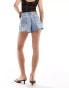 Urban Revivo raw edge relaxed shorts in light wash blue