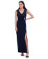 Women's Collared Side-Slit Long Gown