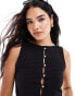 ASOS DESIGN tank top with button front in black