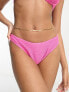 Free Society crinkle high leg bikini bottom in filrty pink