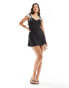 Love Triangle corset contrast mini dress in black and vintage cream