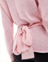 Glamorous wrap front jumper in baby pink knit