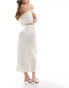 & Other Stories satin midi skirt with panel detail in off white