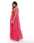 YAS cami broderie maxi dress in raspberry sorbet - PINK