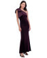 Women's Velvet Bow-Trim One-Shoulder Gown