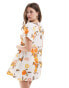 Wednesday's Girl citrus floral print smock mini dress in white