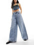 Noisy May wide leg jeans in light wash denim