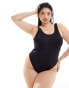 COLLUSION co-ord Plus scoop branded swimsuit in black