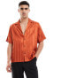 ASOS DESIGN short sleeve relaxed shirt in orange jacquard