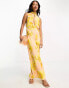 ASOS DESIGN plunge halter maxi dress in floral print