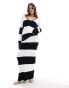 4th & Reckless v neck oversized jumper co-ord in black and white stripe