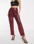 ASOS DESIGN sequin slouchy trouser in ruby