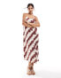 New Look satin midi slip dress in brown stripe