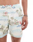 Hollister 5inch beach repeat print swim shorts in beige