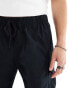 Jack & Jones wide fit ripstock cargo short in black