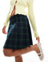 Mango check pleated mini skirt in blue