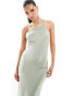 Aria Cove exclusive one shoulder low back satin maxi dress in sage