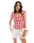 ASOS DESIGN extreme ruffle cami top in red gingham