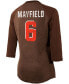 Women's Baker Mayfield Brown Cleveland Browns Player Name Number Tri-Blend 3/4 Sleeve Raglan T-shirt