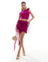 Murci exclusive one shoulder ruffle corsage detail top co-ord in fuchsia