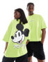 ASOS DESIGN Disney unisex oversized boxy t-shirt with Mickey Mouse prints in bright green