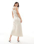 Ever New linen asymmetrical midi dress in stone