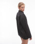 Topshop pinstripe oversized shirt in black