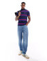 Polo Ralph Lauren icon logo stripe pique polo in navy