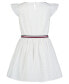 Big Girls Eyelet Stripe Flutter Sleeve Dress