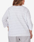 Plus Size Charleston Striped Embroidered Top